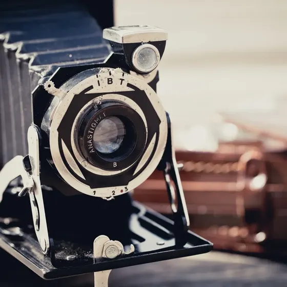 A vintage folding camera